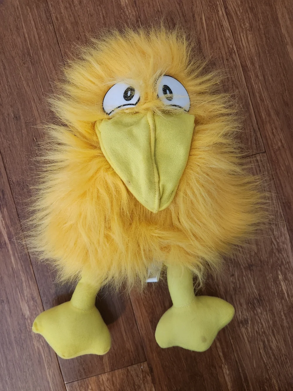Yellow Bird Hand Puppet With Moving Beak Fuzzy Kids Storytime Theater Prop Toy